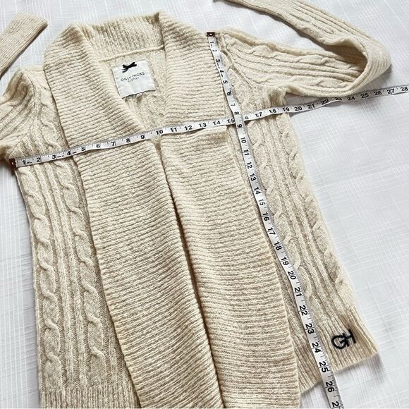 VTG Y2K Gilly Hicks Wool Blend Open Front Bone Colored Cardigan Size M - Picture 5 of 13
